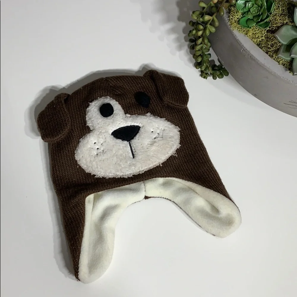 Toddler Brown Dog Animal Ear Flap winter Hat o/s kids
